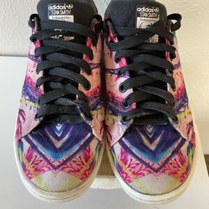 Adidas Stan Smith Floral Paint Shoes Size 7 EUC